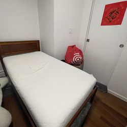 Twin Wood Bed Frame and Memory Foam Mattress