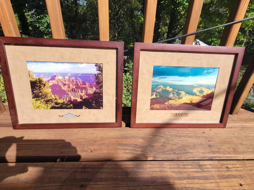 Set of 2 framed photographs of Grand Canyon by artists JA AND KV Johnson