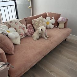 Joybird Lewis Sofa Royal Blush Pink Velvet