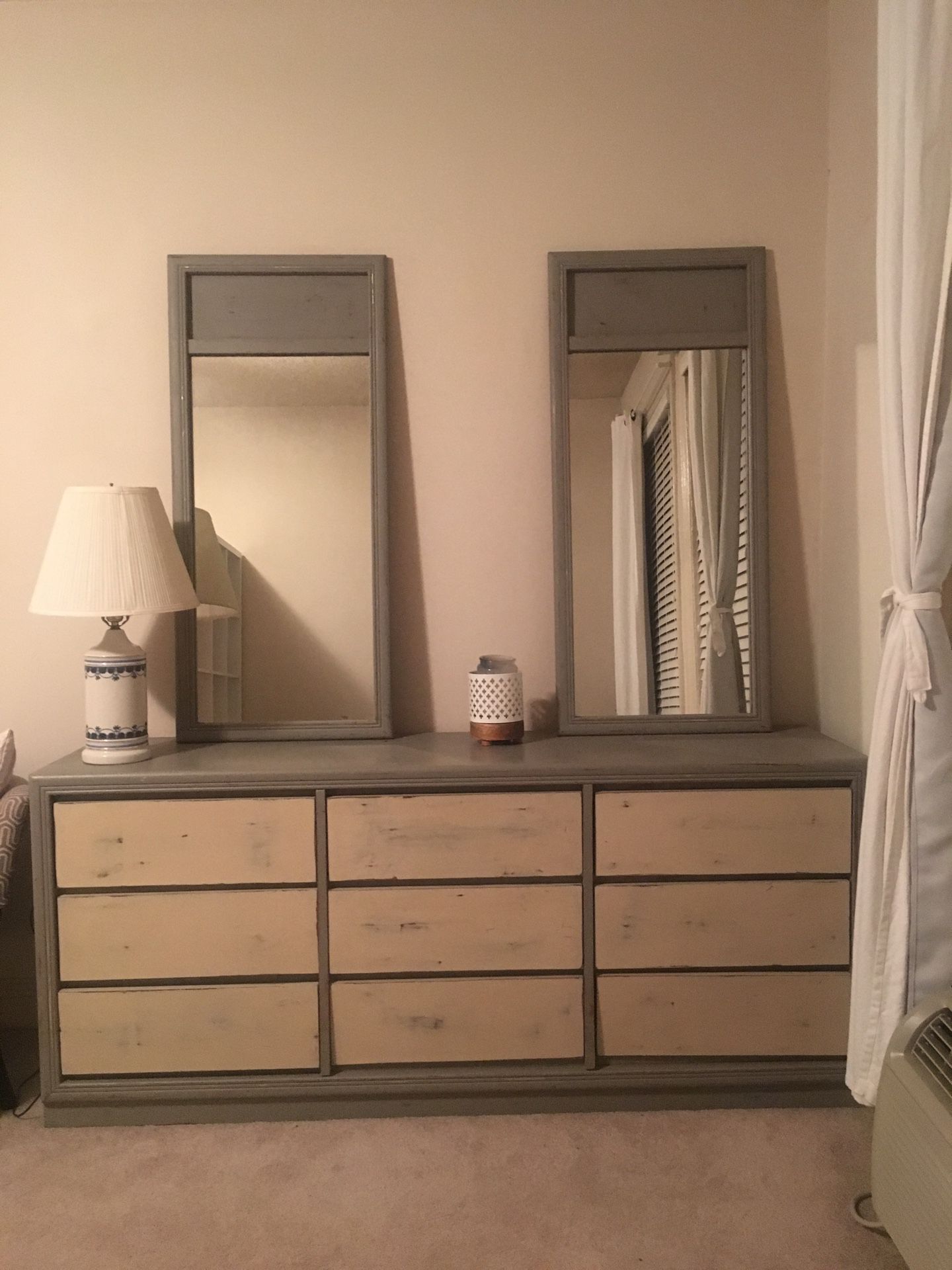 Mirrored dresser and night stand