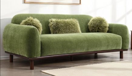 Brand New Olive Green Mid-Century Modern Style Sofa (Pillows Included)