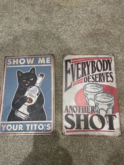 Funny Vintage-Style Tin Metal Wall Signs (Set of 2)