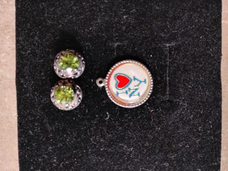 Silver Earrings And I Love New York Necklace Charm