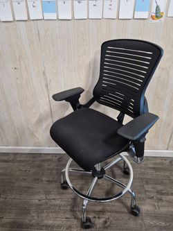 Black Ergonomic Drafting Chair with Chrome Base