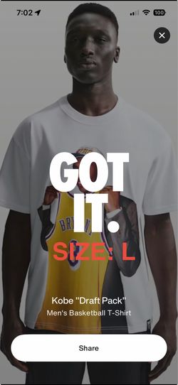 Nike Kobe Draft Pack 1996 T-shirt White NEW/SNKRS RECEIPT SIZE: L  FIRM ONLY! $80