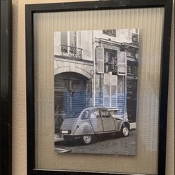 Antique Vintage Car Inside A Beveled Glass Background 