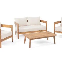Patio Outdoor Furniture SETS, Wood Two Sofa Four Chairs. Acacia Wood 2 CHAIR CUSHIONS ONLY see All Picture 