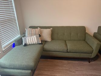 MAKE ME AN OFFER Green Sectional Sofa with Chaise and Chair