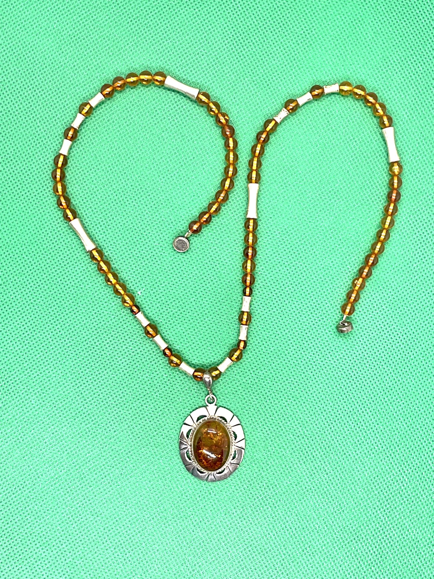 Sterling Amber Necklace 