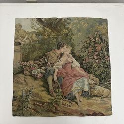 Vintage French Cottage Aubusson Tapestry 18”x18” Toss Accent Pillow COVER