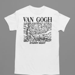 Van Gogh Shirt. Starry Night Shirt. White. Multiple Sizes. Fast Shipping!