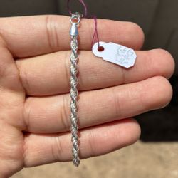 925 Silver Rope Bracelet With Diamond Cut