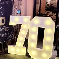 Number 70 Light Up Sign 4ft Tall
