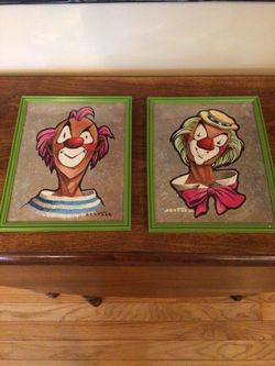 Vintage Framed Clown Prints