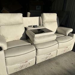 Power Reclining White Couch Set Brand New Loveseat And Sofa