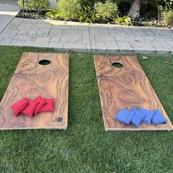 Wooden Cornhole Boards Set with Bean Bags