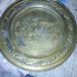 Vintage 1950s Brass Coachstage Platter