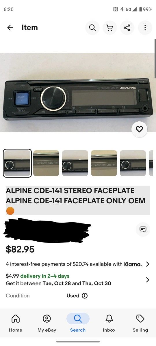Alpine CDE-141 Stereo Faceplate & Unit