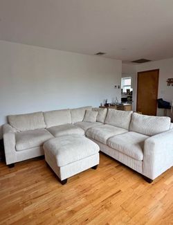 L-Shape Couch with Ottoman beige