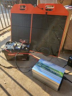 Outdoor Camping Set up Dr.prepare 12v100ah battery with 120w Solar panel and large power inverter