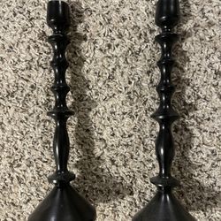 2 Black candle Holders 