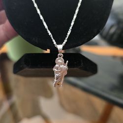 24 in Sterling Silver Rope Chain With Saint Jude Pendant