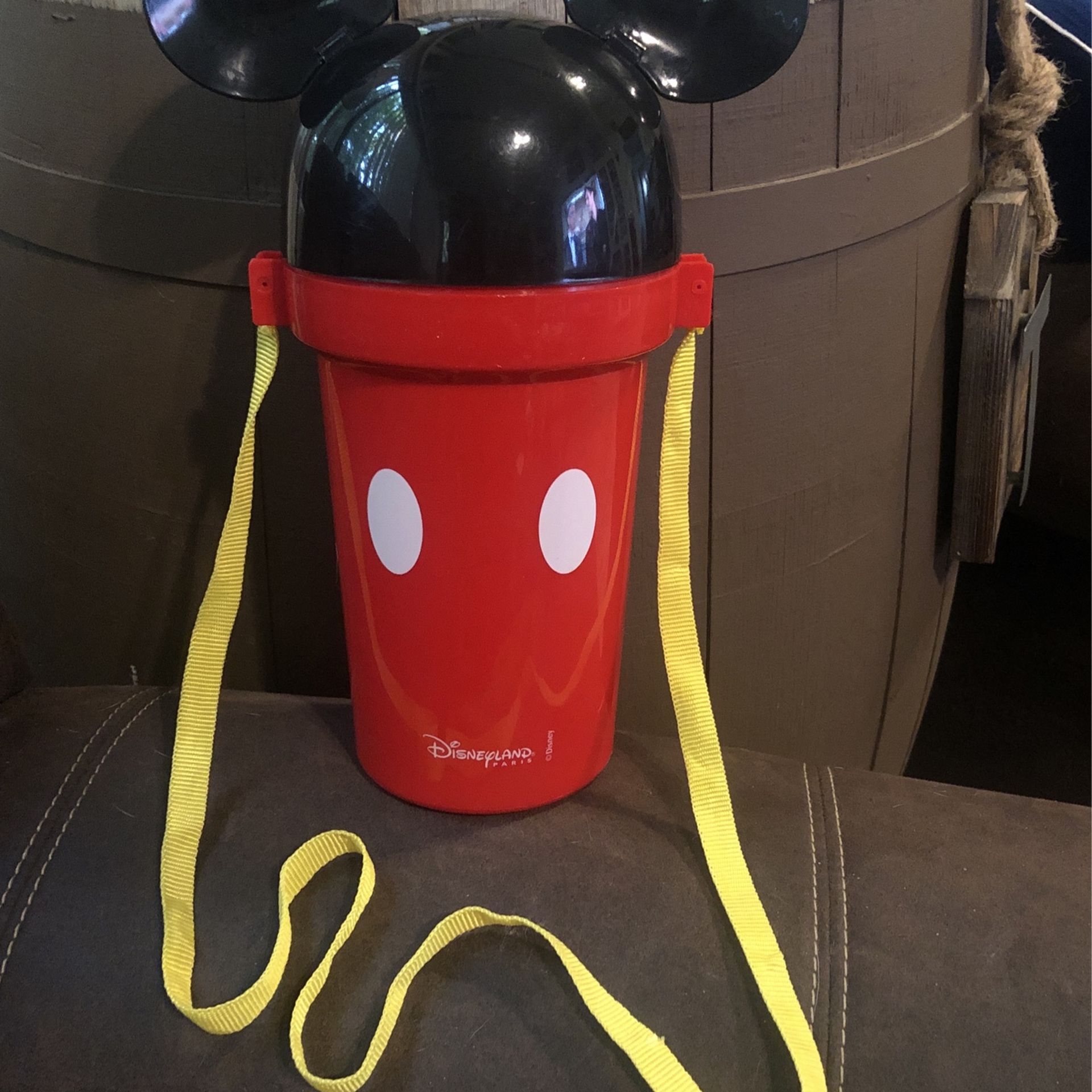 RARE Disneyland Paris Mickey Mouse Popcorn Bucket Tall with Mouse Ears