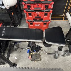 Weigh Bench And Weight Tree With 240lbs Of Weights