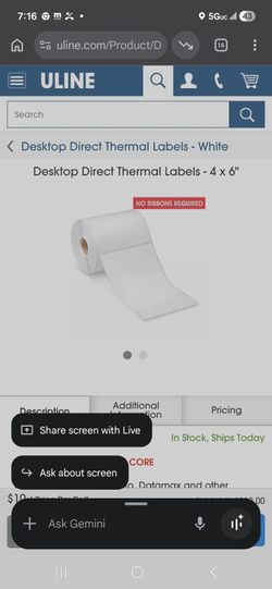 4×6 thermal shipping labels