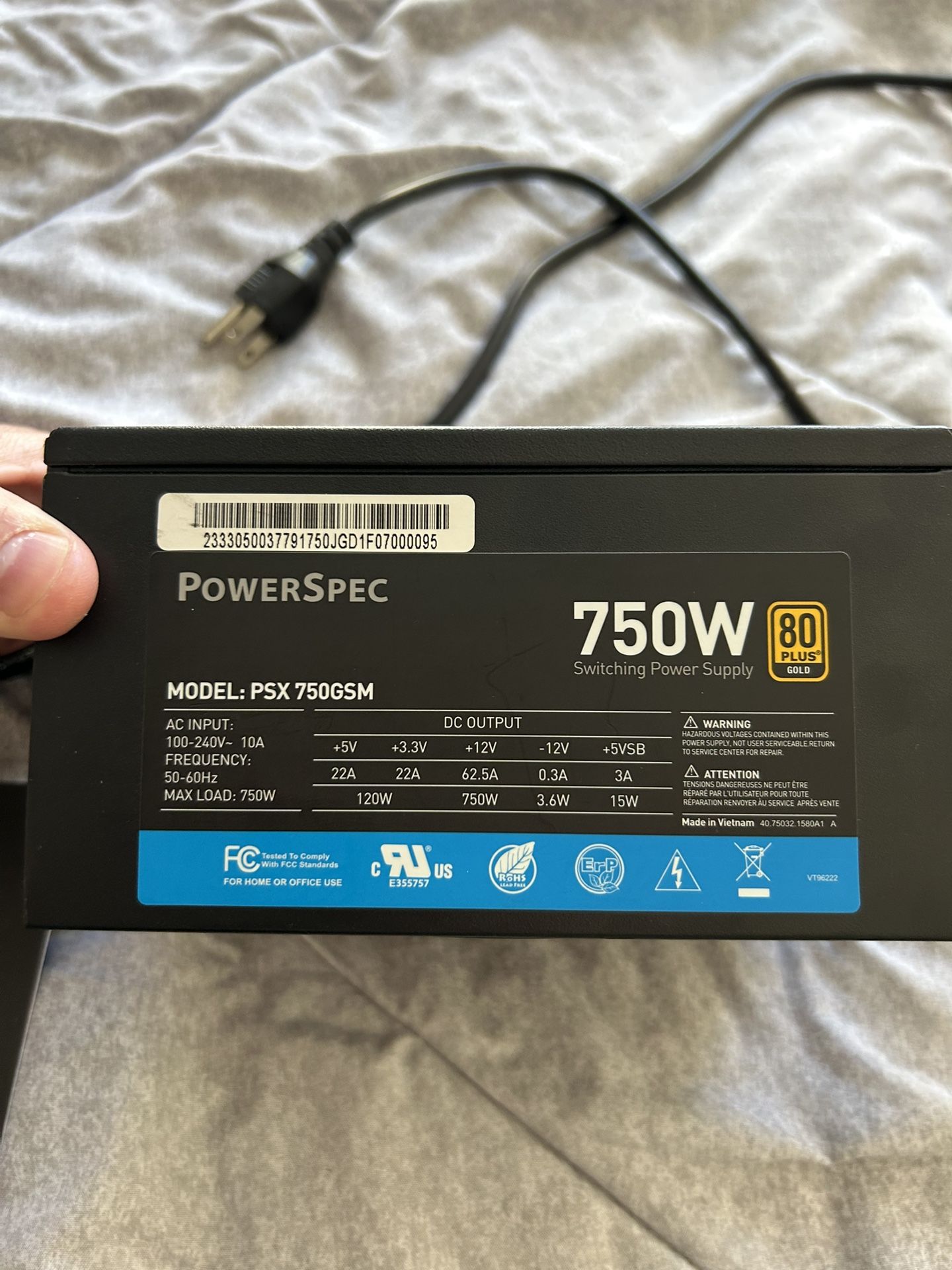 PowerSpec PSU 750 Watt 80+ Gold