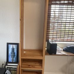 Two Wood Bookshelves With Slats