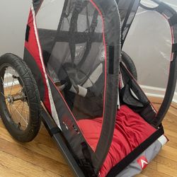 2-Seat Child Bike Trailer for Kids with a Strong Steel Frame, 5-Point Safety Harnesses