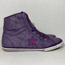 Converse One Star Hi Purple Pink White Glitter Shiny Casual Canvas Sneakers Wmns Sz 9