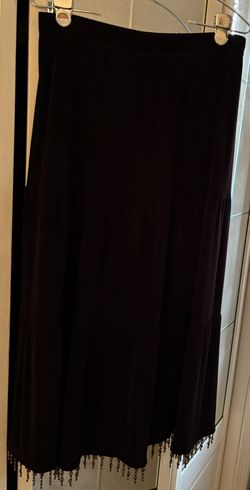 Black, brown beaded bottom long skirt