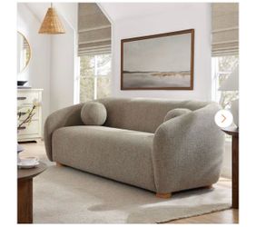 Holland 85 in. Slope Arm Style Chenille Minimalist Curved Back Sectional Sofa in Taupe