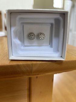 Sterling Silver Diamond Earrings 