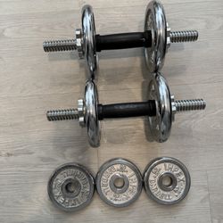Vintage Chrome Dumbell Set W/ 7plates