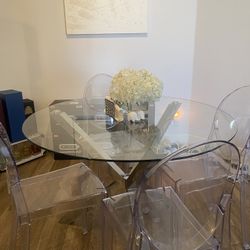 Glass And Silver Dining Table 