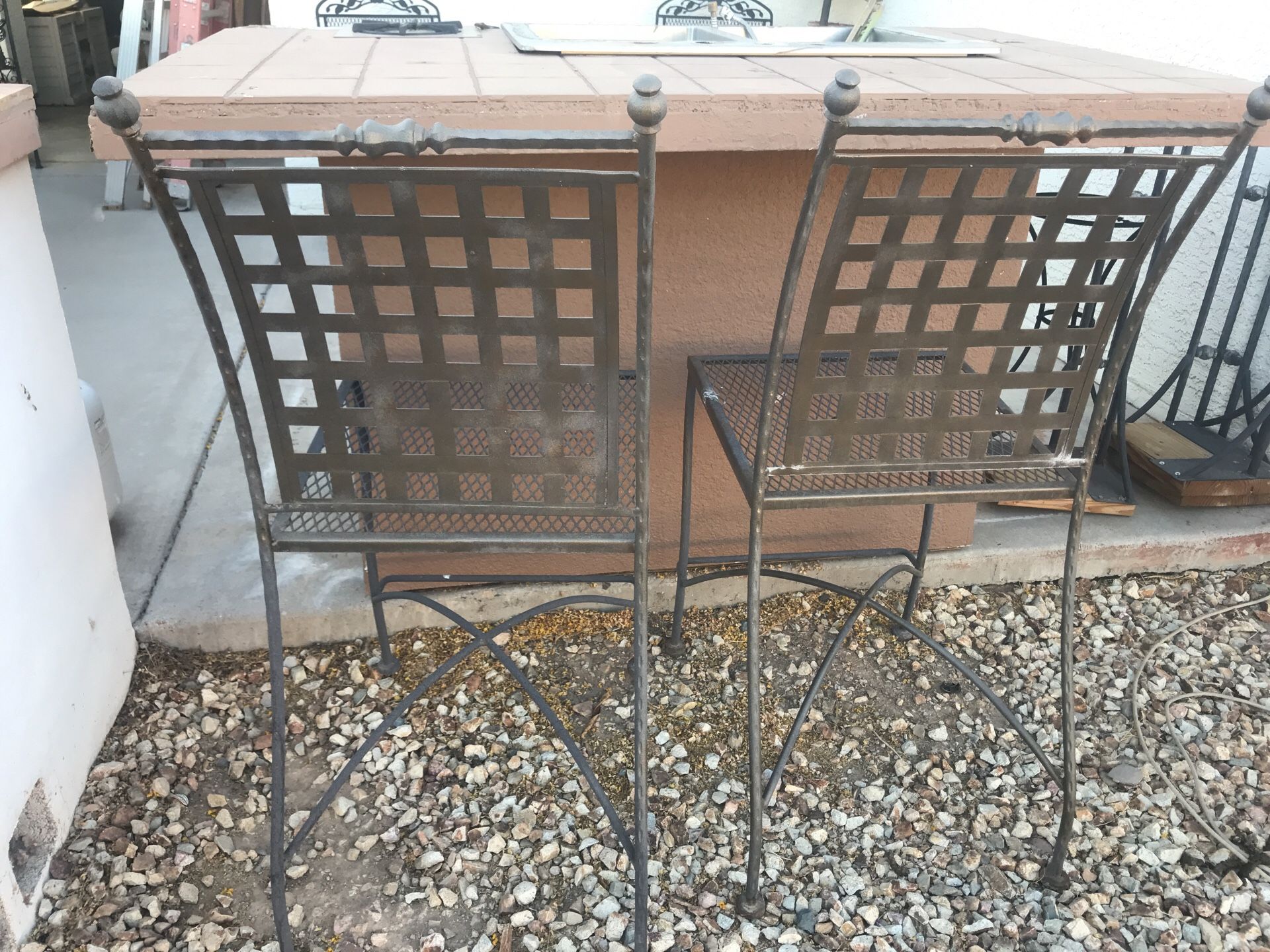 Iron barstools and bistro pub table