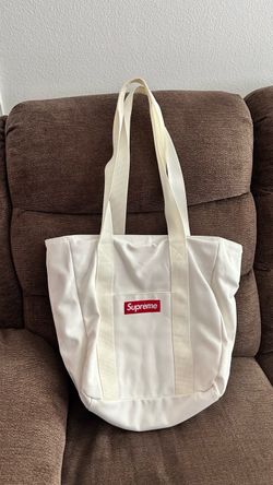 Supreme canvas tote white