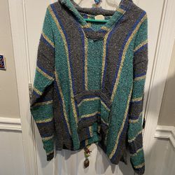 Adult Size Large Mexican BAJA Hoodie Serape