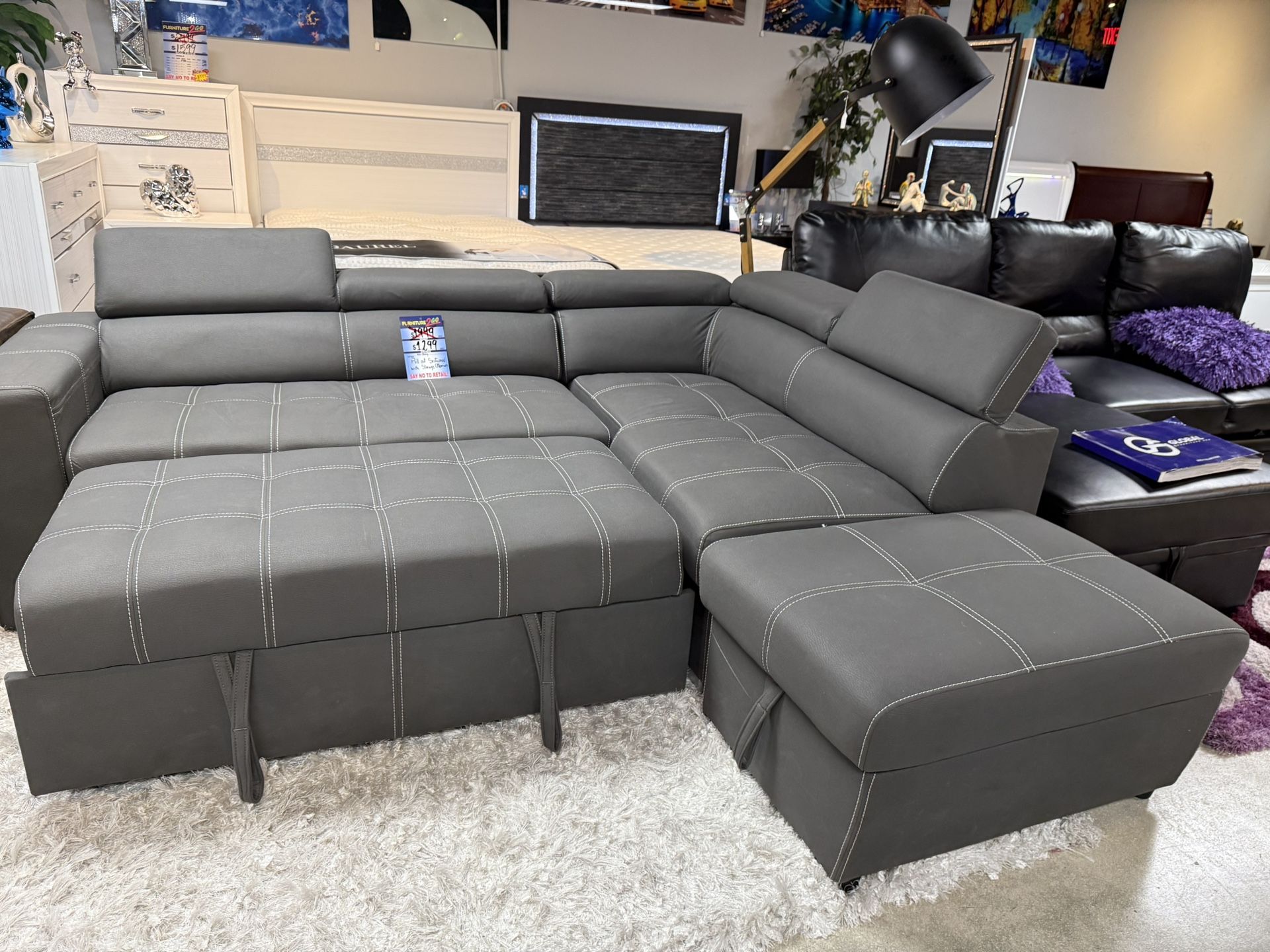 Pull Out Sleeper Sectional With Storage Ottoman $500 Off