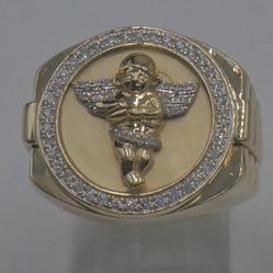 1OKT YELLOW GOLD ANGEL RING W 1 CARAT OF  DIAMONDS 14 GRAMS KP DESIGNER SIZE 9. 875740-1. 