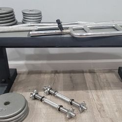Weight Bench with 2, 5, 10 Lb Weights and Barbells