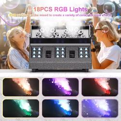 1500W Bubble Fog Machine 8 RGB 3IN1 LED Smoke Bubble Machine DMX Stage Light with Remote Control For DJ Wedding Party