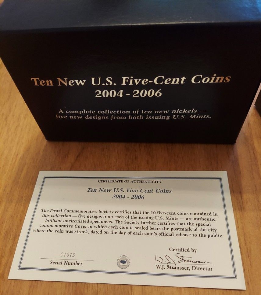 Ten New U.S Five-Cent Coins 2004-2006 Postal Commemorative Society