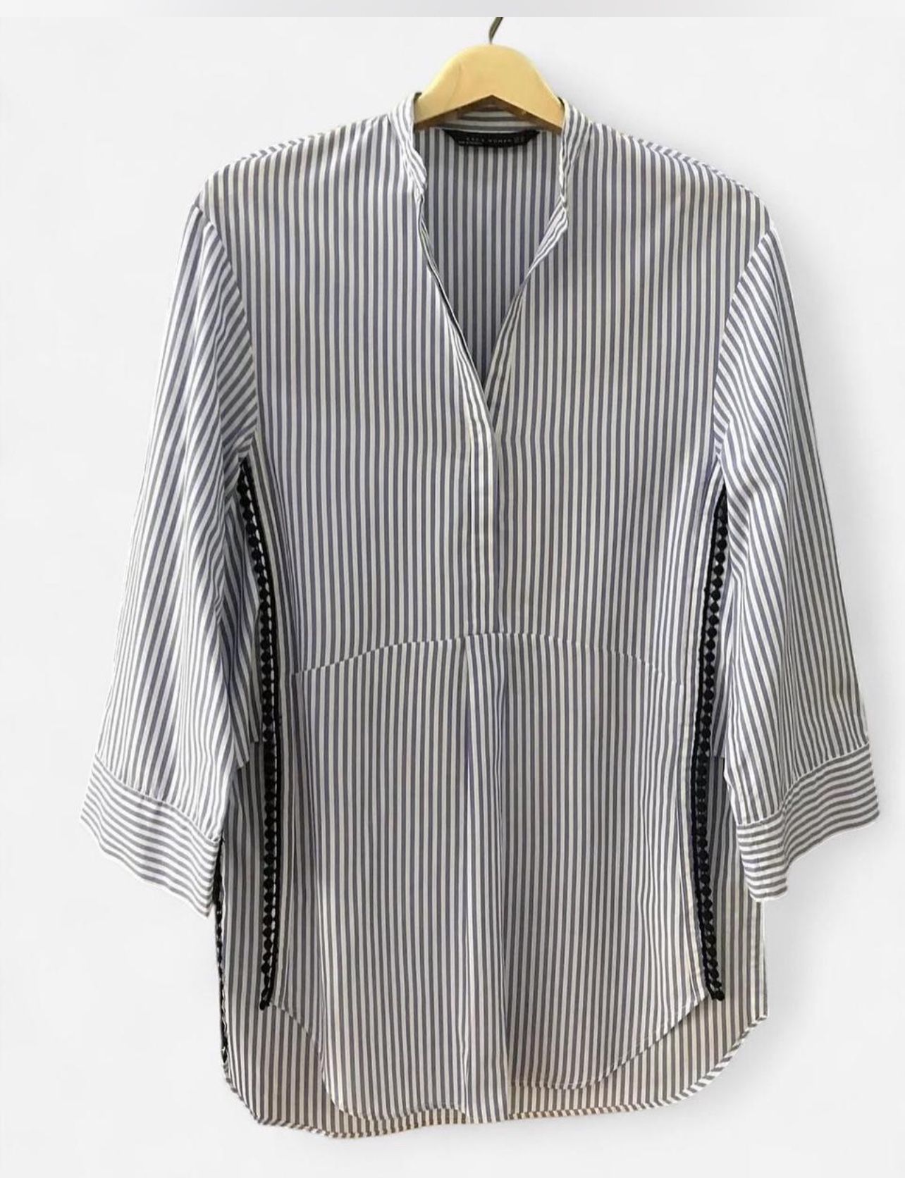 Women’s Zara blue and white striped tunic top - size XS, also fits a small