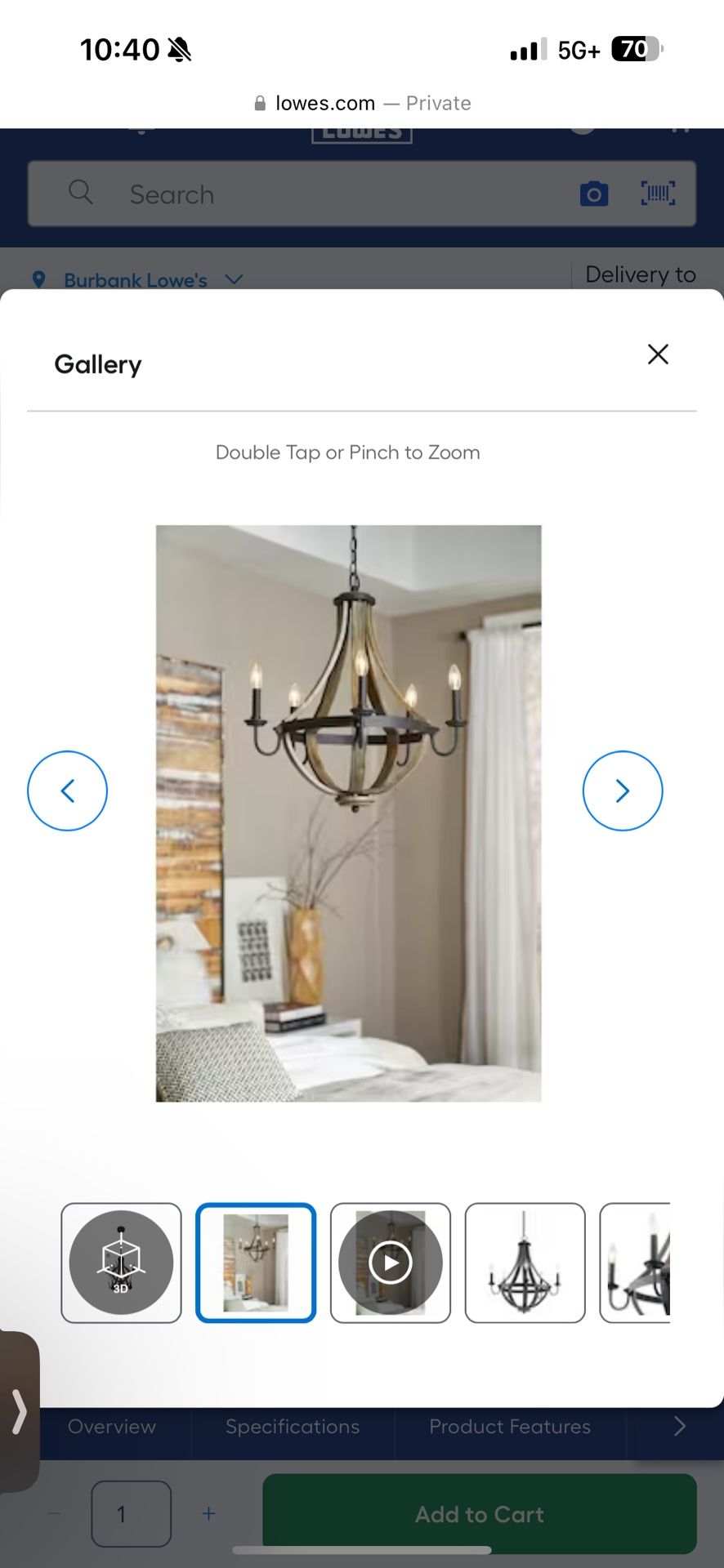 Kichler Merlot 5-Light Distressed Black Farmhouse Dry rated Chandelier
