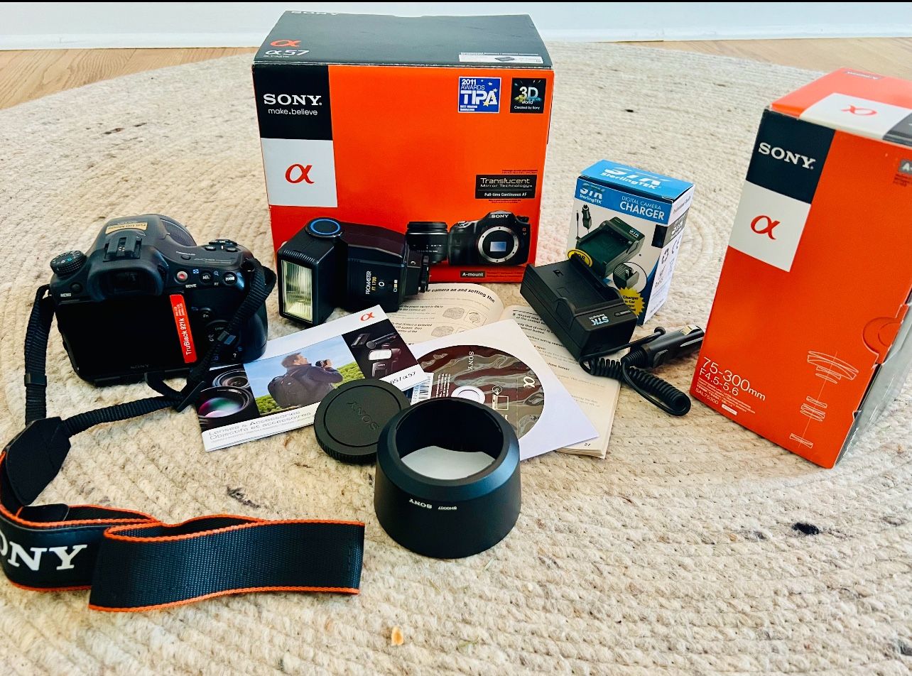 Sony Alpha A57 SLT-A57 16.1 MP Digital SLR Camera Kit w/ DT SAM + 18-55mm Lens + 75-300mm Lens