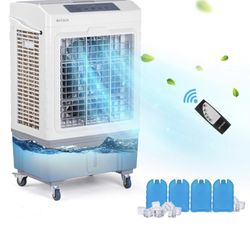 10.5Gallon Evaporative Air Cooler, 2600CFM Portable Swamp Cooler with Remote Control, Oscillation, 3 Speeds, 7.5H Timer & 40L Water Tank, 3-IN-1 Cooli